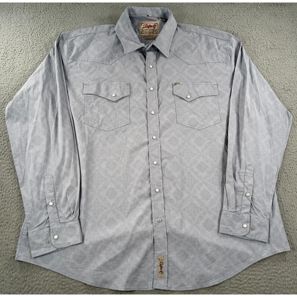 Rafter C CowBoy Collection Shirt Men's 4XB Gray Paisley Pro Flex 45 Performance
